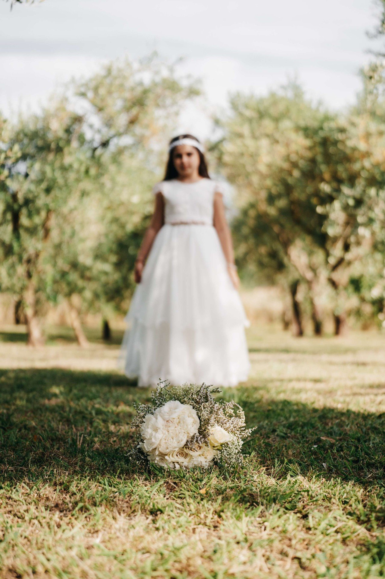 Bouquet in primo piano nell'uliveto